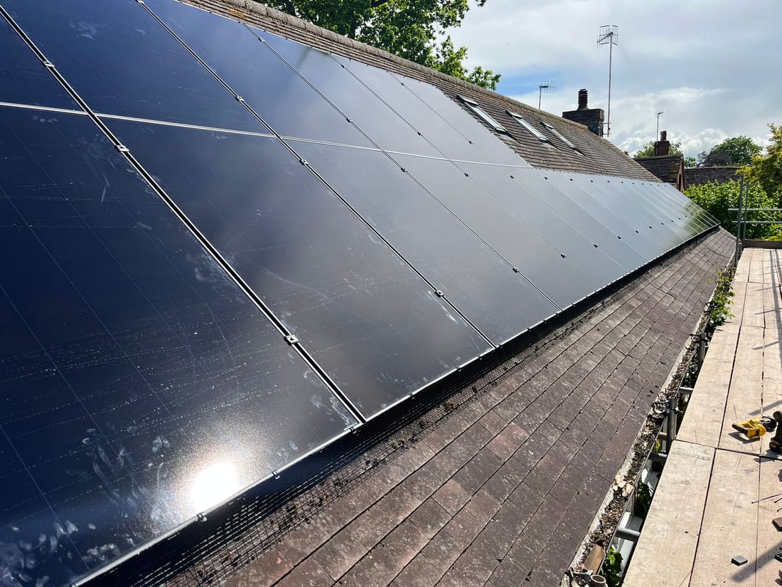 Midland Solar installation — Solar panels, slate roof