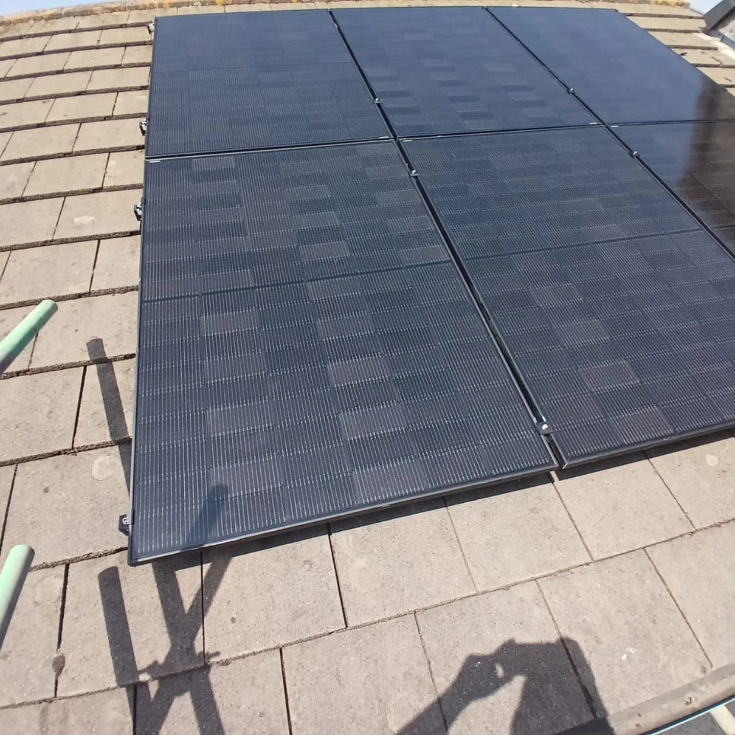 Residential solar installation on roof